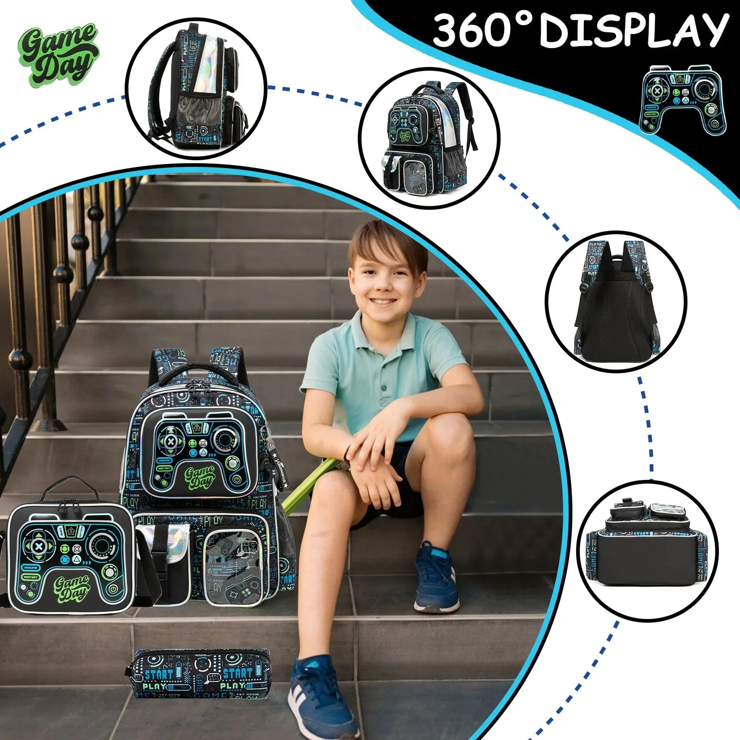 3-in-1 Kids School Backpack Set