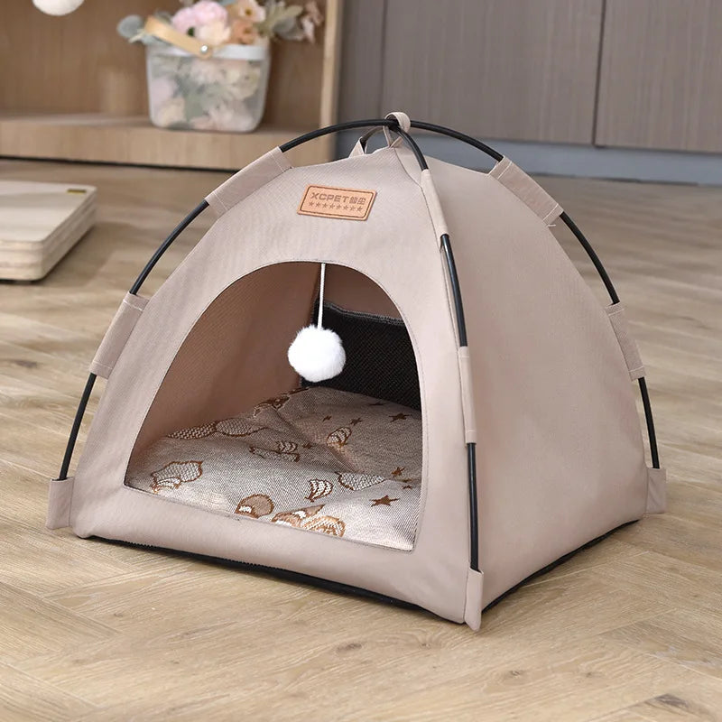 Semi-Enclosed Pet Tent – Foldable Summer Cooling Dog Nest