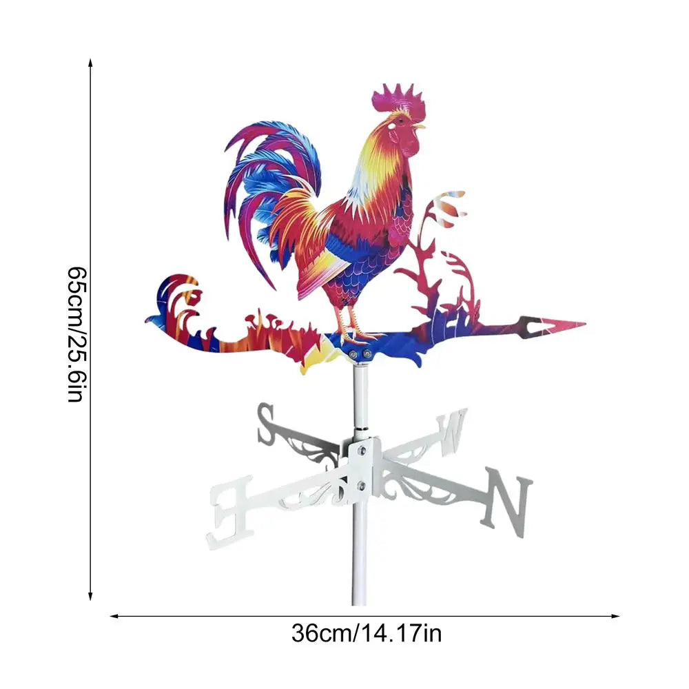 Retro Metal Rooster Weather Vane for Roof & Garden