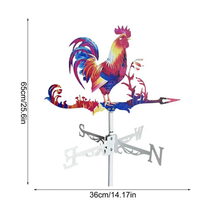 Retro Metal Rooster Weather Vane for Roof & Garden