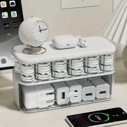 Cable Organizer Storage Box with 14 Wire Ties