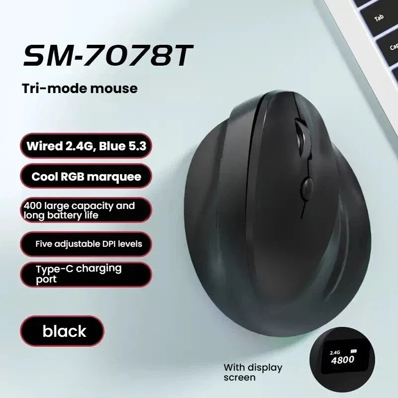 Triple-Mode Vertical Wireless Mouse