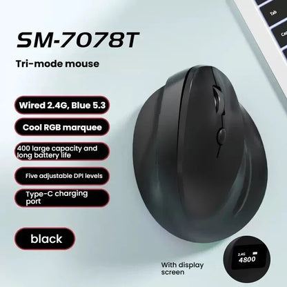 Triple-Mode Vertical Wireless Mouse