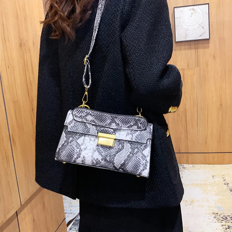 Luxury Snake Pattern Crossbody Shoulder Bag