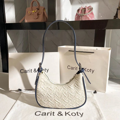 Pleated Crescent Shoulder Bag for Women