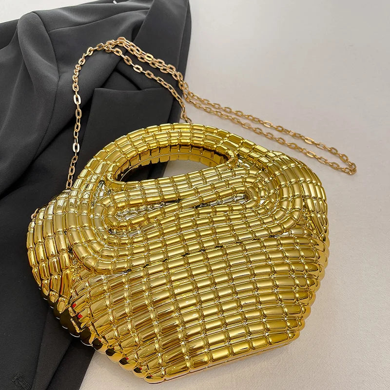 Metallic Acrylic Woven Handbag