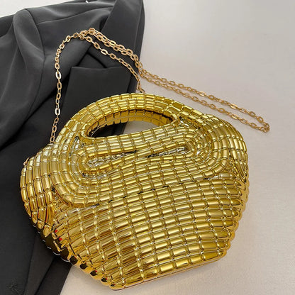 Metallic Acrylic Woven Handbag