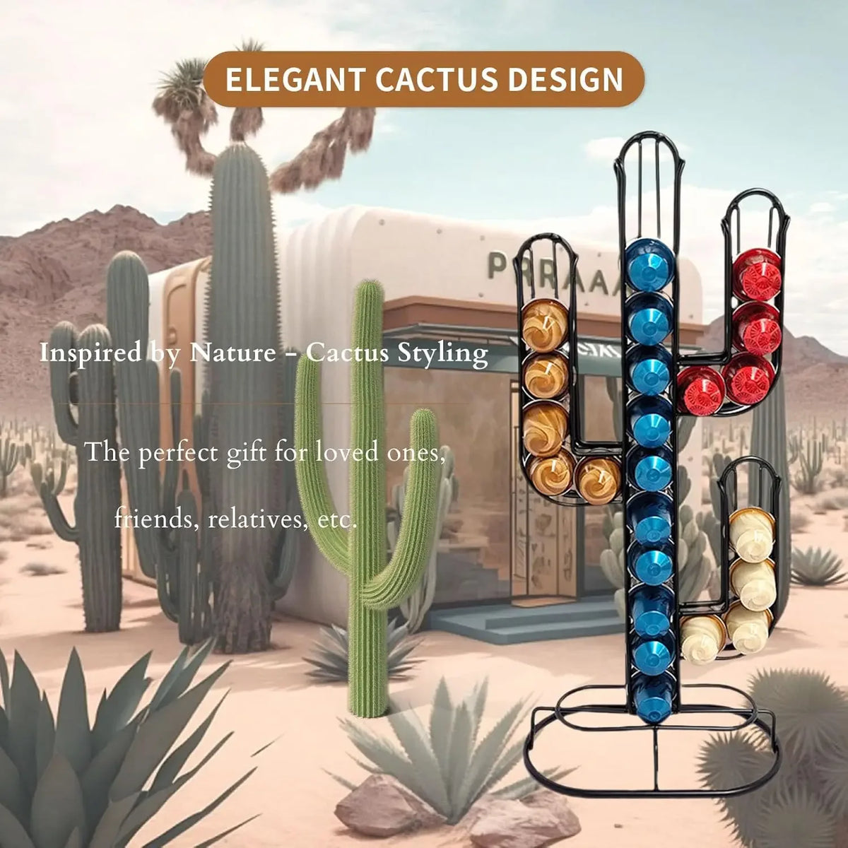 Cactus Shaped Coffee Pod Holder – 48 Capsule Storage Stand