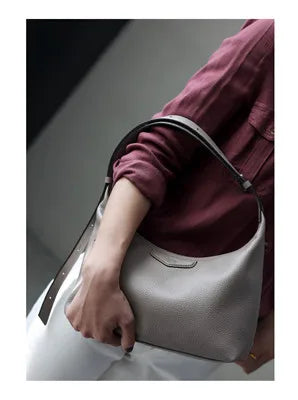 Cowhide & Nylon Hobo Shoulder Bag