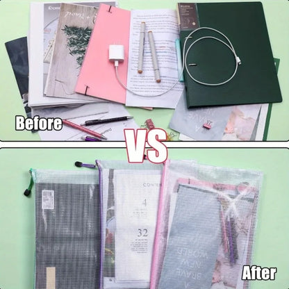 Mesh Zipper Document Pouch Set