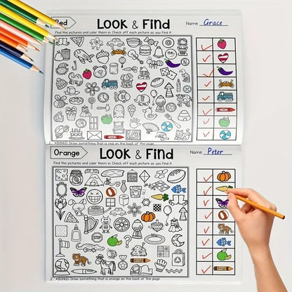 Kids Look & Find Activity Book with Colouring Games