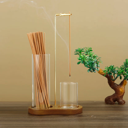 2-in-1 Glass Incense Holder with Ash Catcher