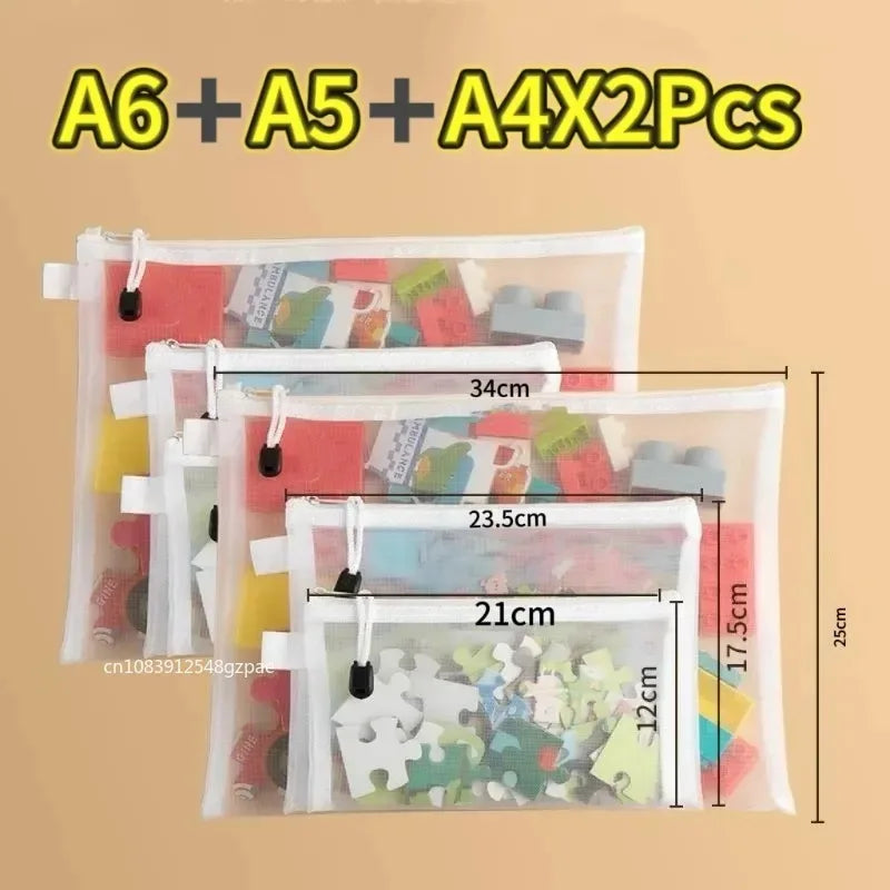 Transparent Mesh Document & Puzzle Storage Bags
