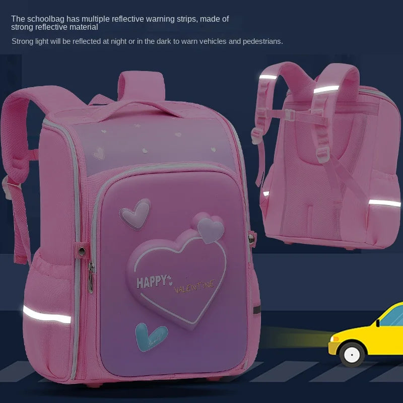 Girls Cartoon Heart School Backpack