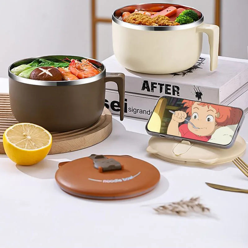 304 Stainless Steel Instant Noodle Bowl with Lid