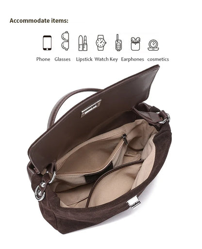 Women’s Suede Leather Flap Shoulder & Crossbody Bag