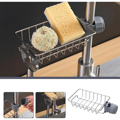 Kitchen Sink Faucet Sponge & Soap Organizer Rack