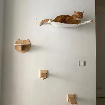 Wooden Wall-Mounted Cat Climbing Shelves & Play Set