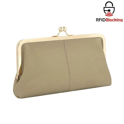 Genuine Leather Kiss Lock Wallet