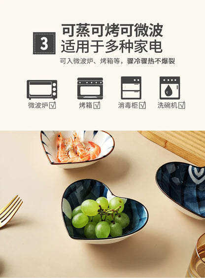 HOONRA Set of 3 Divided Plate Ceramic Kitchen Food Container