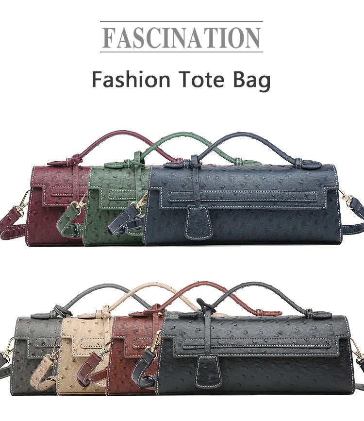 Ostrich Print PU Leather Shoulder Bag