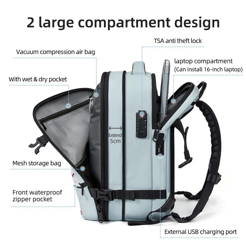 Expandable Vacuum Compression Travel Backpack