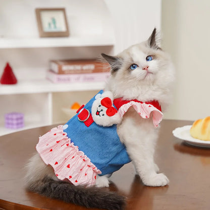 Cute Puppy Harness & Leash Dress Set
