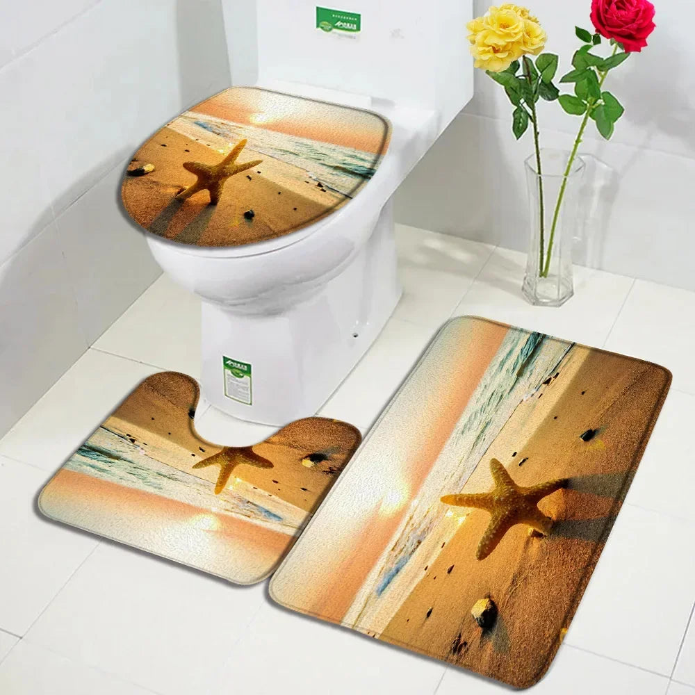 Ocean Seashell Bathroom Mat Set