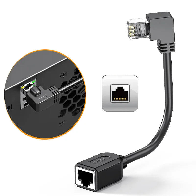 Cat6 90° RJ45 Ethernet Extension Cable