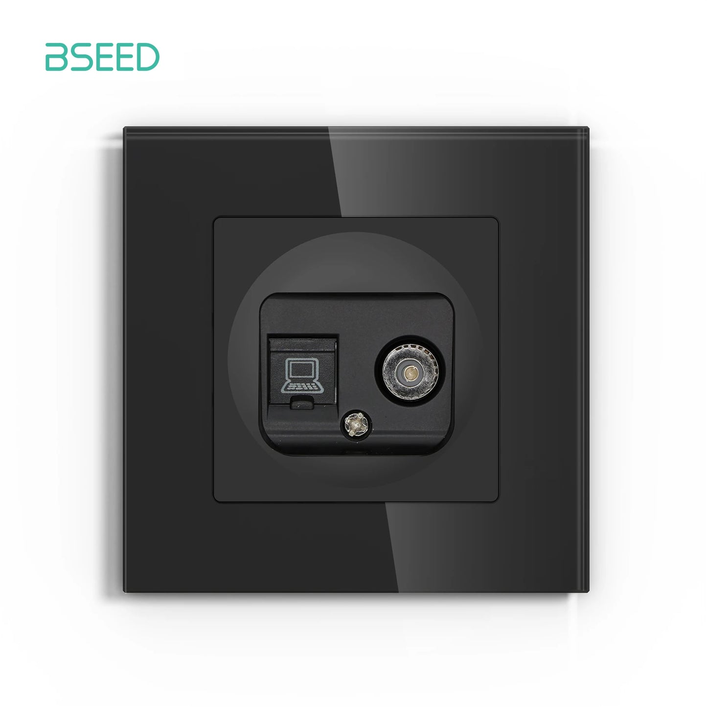 BSEED Glass Wall Socket Outlet – TV, RJ45, Telephone & Satellite