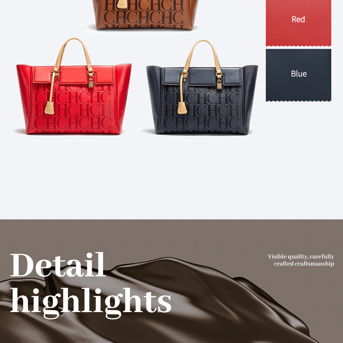 Large Capacity Embossed Tote Bag for Work, Office & Everyday Use