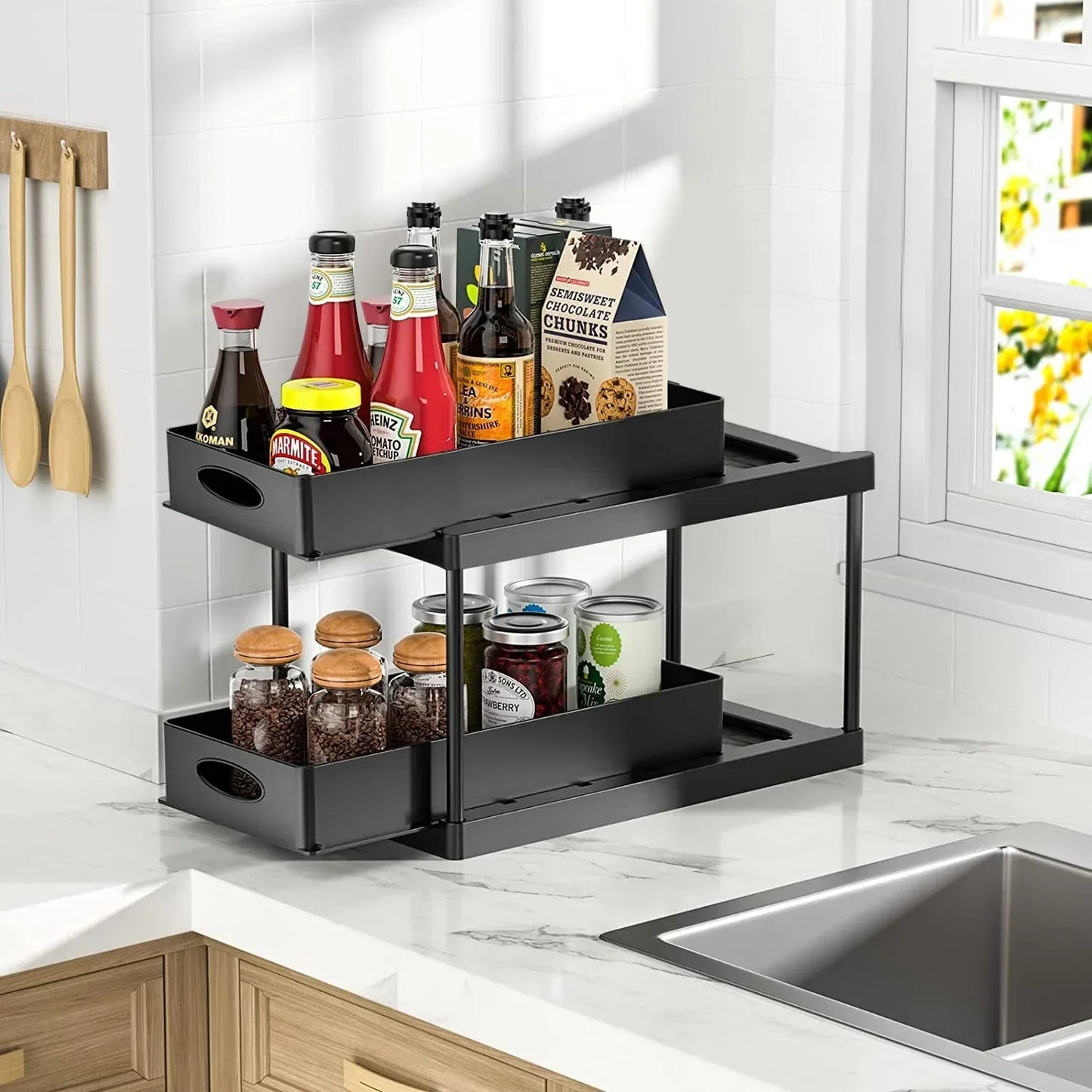 Bathroom 2 Tier Telescopic Storage Rack