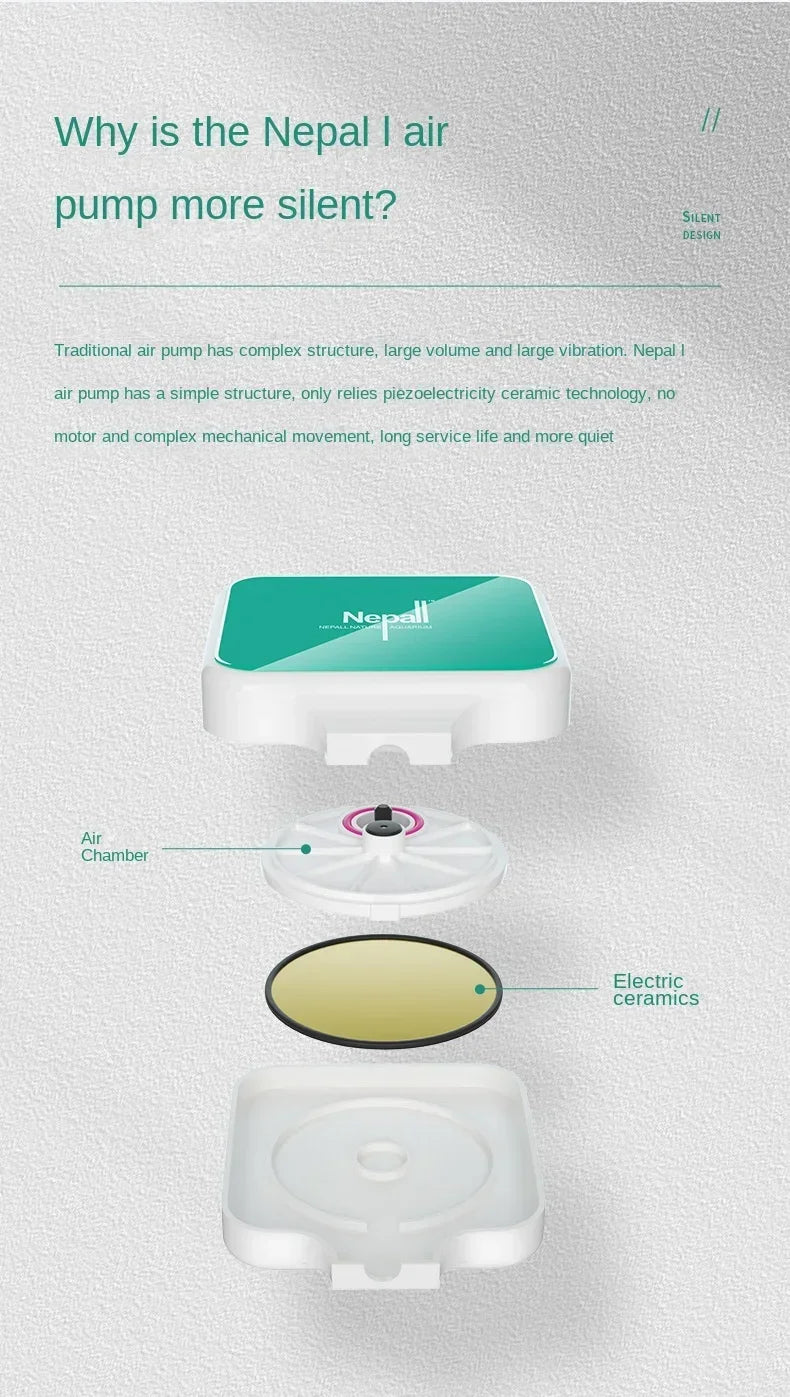 Ultra-Quiet Mini Aquarium Oxygen Air Pump