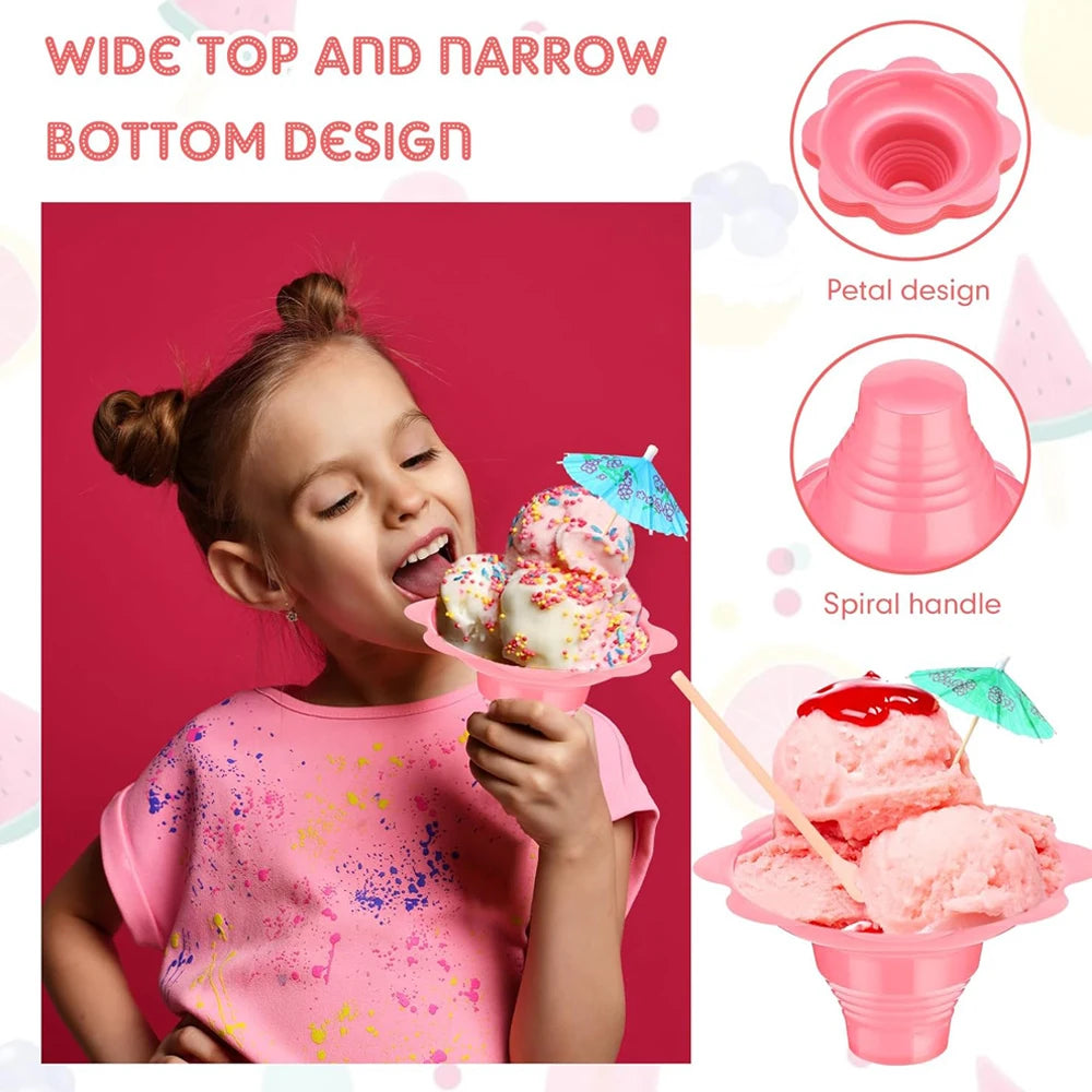Summer Snow Cone Cups with Spoon Straws & Umbrella Kit