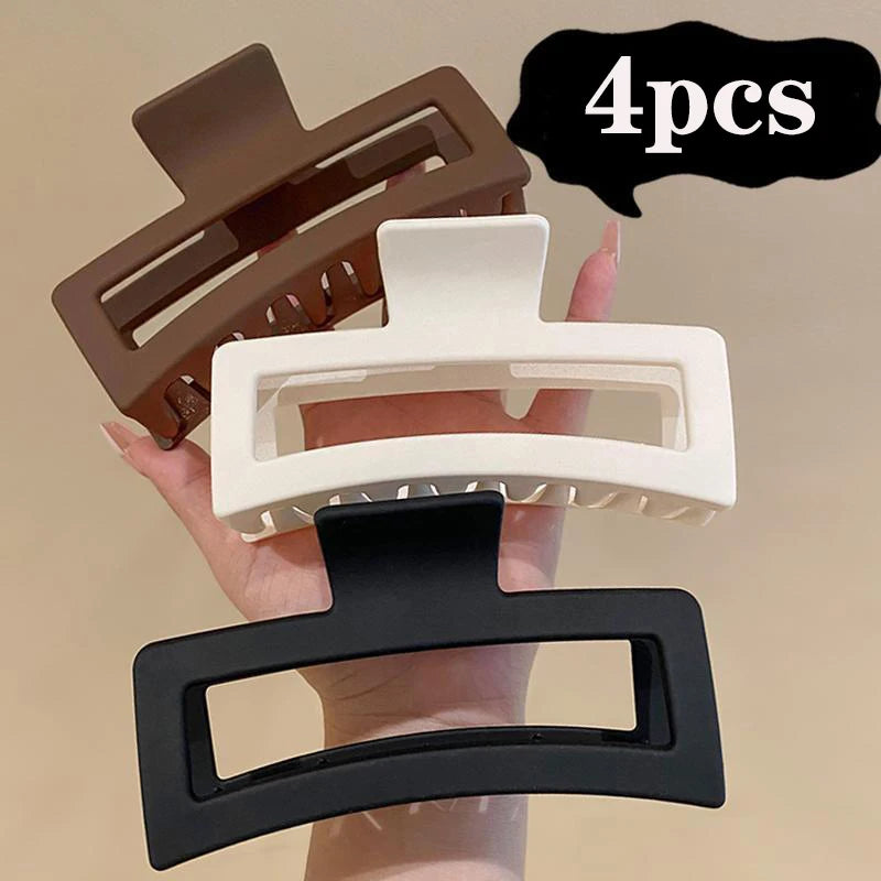 Solid Color Square Hair Claw Clips Set