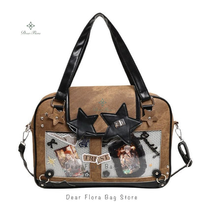 Transparent DIY Ita Shoulder Bag for Pins & Collectibles