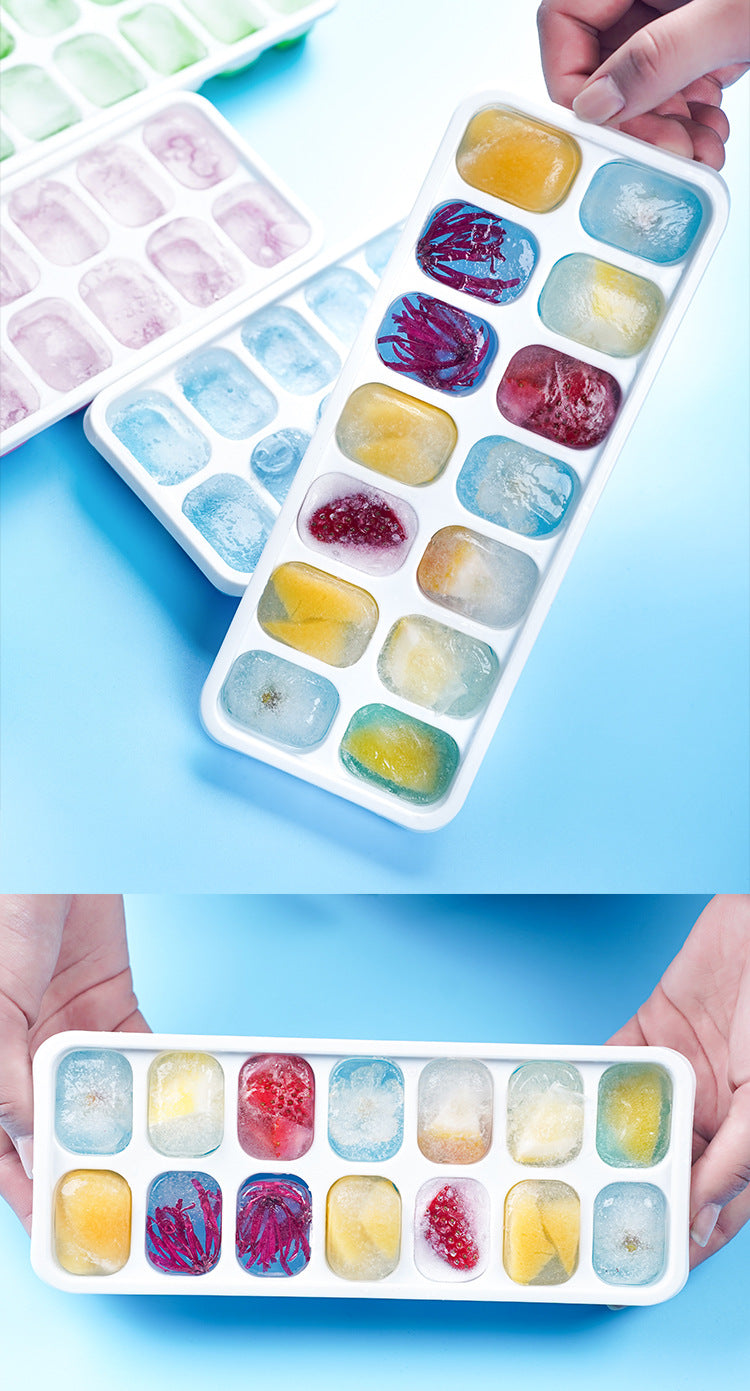 14-Grid Silicone Ice Cube Tray with Lid