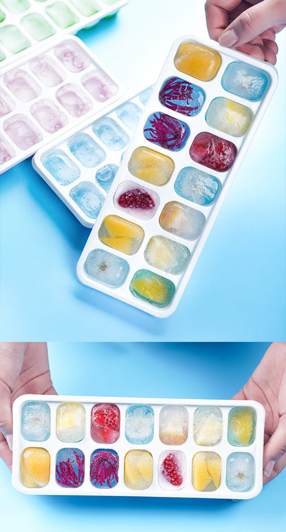 14-Grid Silicone Ice Cube Tray with Lid