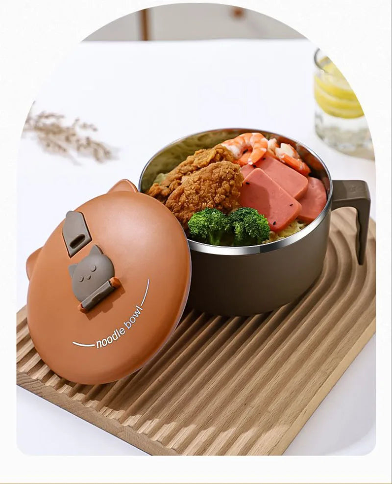 304 Stainless Steel Instant Noodle Bowl with Lid