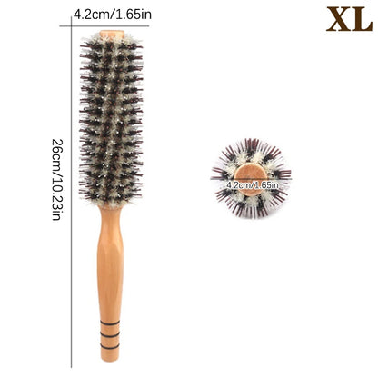 Natural Boar Bristle Wooden Round Hair Brush
