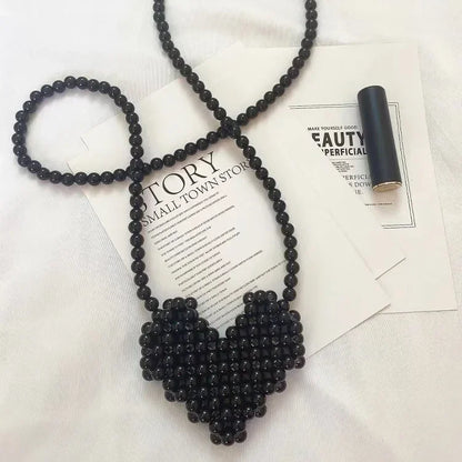 Mini Heart Beaded Crossbody Bag