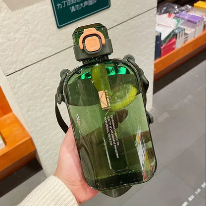 Flat Square Transparent Water Bottle