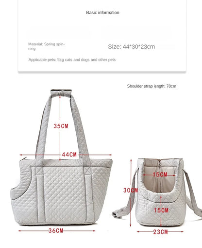 Quilted Pet Carrier Shoulder Bag
