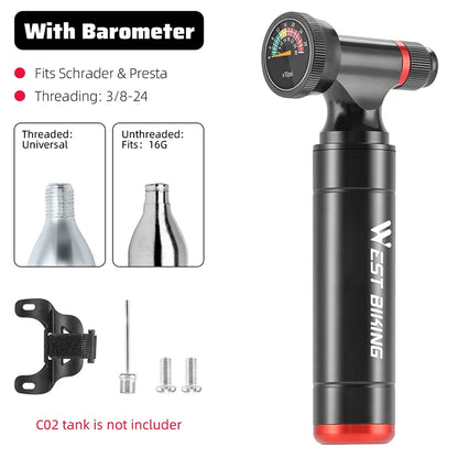 WEST BIKING Portable CO2 Bike Pump With Gauge