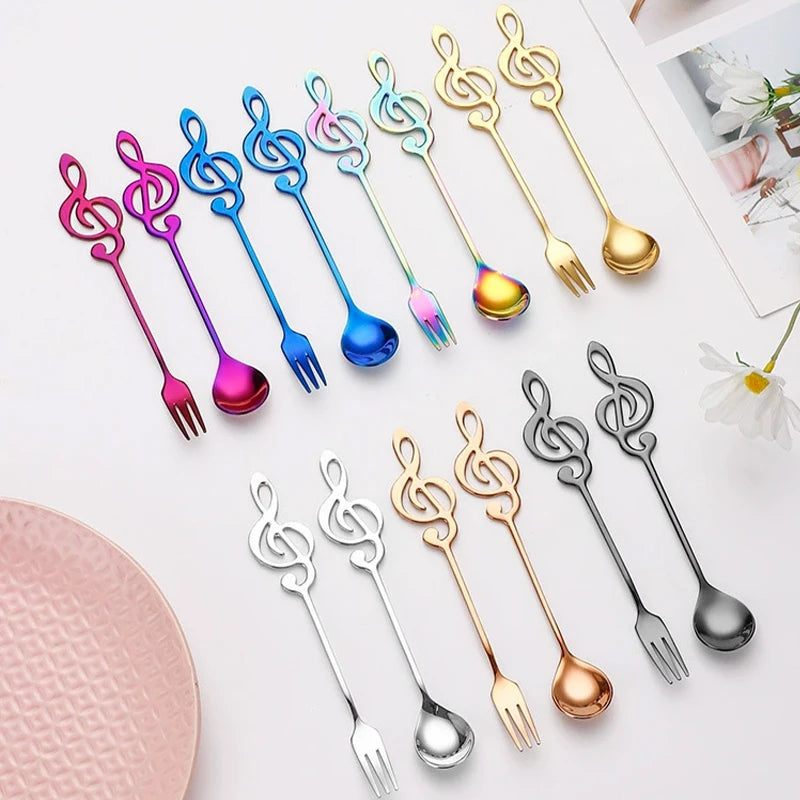 Musical Note Stainless Steel Spoon & Fork Set