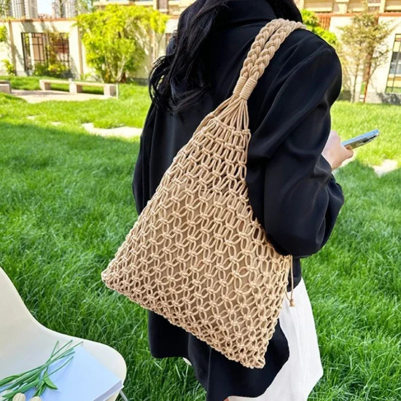Handwoven Mesh Summer Tote Bag