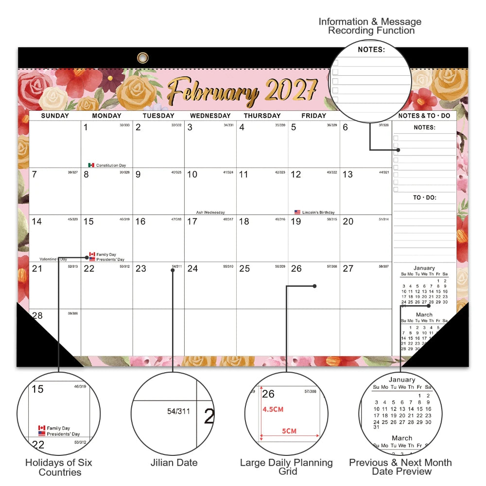 2027 Large Wall Calendar Planner – 18 Month Monthly Organizer