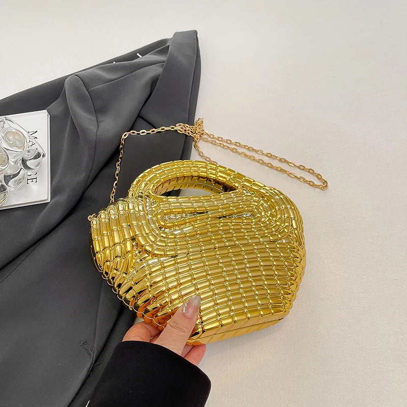 Metallic Acrylic Woven Handbag