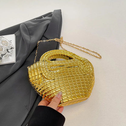 Metallic Acrylic Woven Handbag