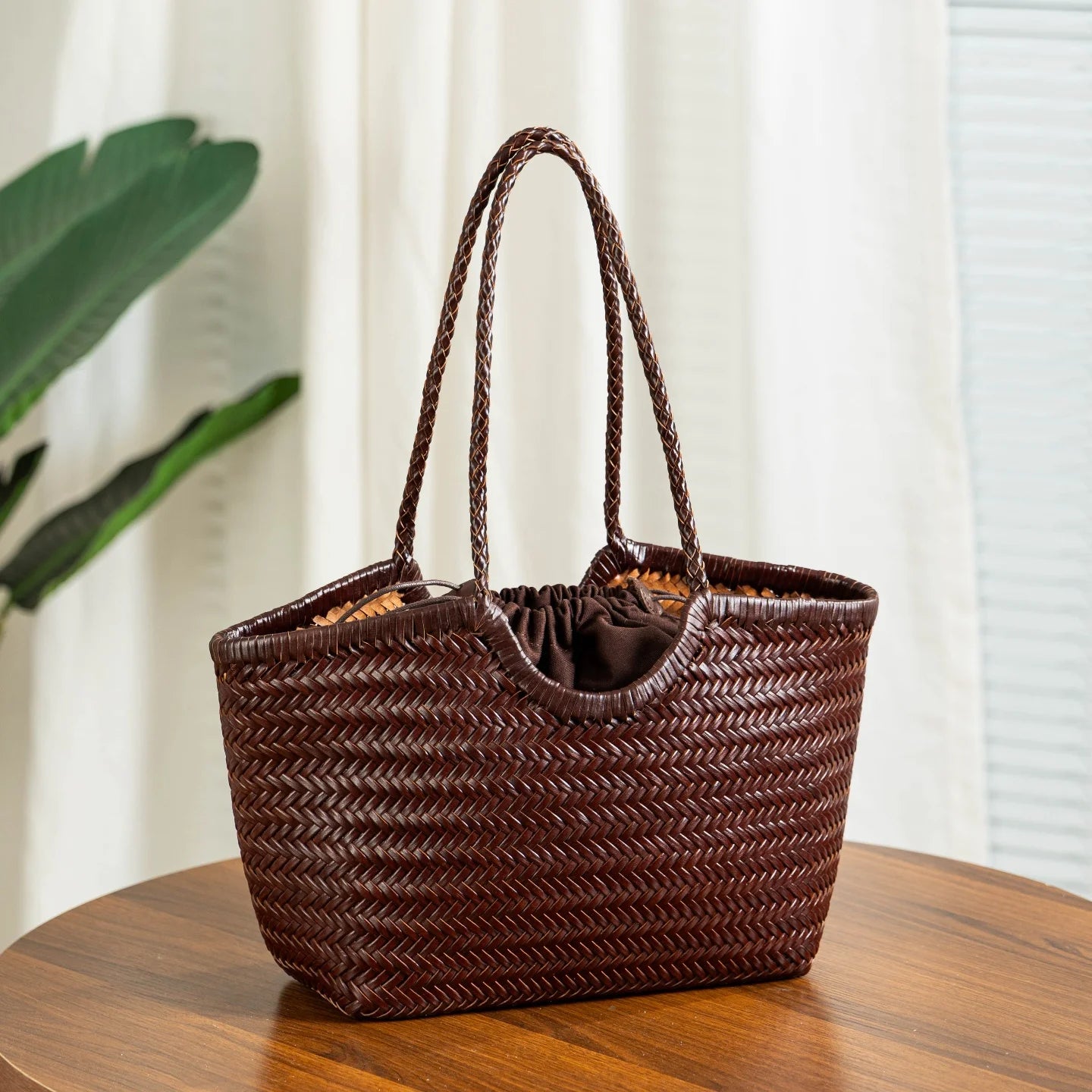 Handwoven Leather Tote Bag